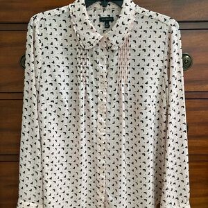 Talbots pink & black long sleeve blouse